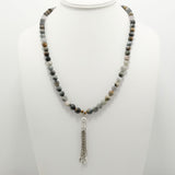 Hawk's Eye Tassel Beaded Necklace