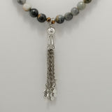 Hawk's Eye Tassel Beaded Necklace