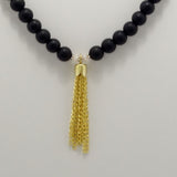 Matte Black Gold Tassel Beaded Necklace