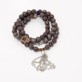 Brown Grey Hamsa Tassel Beaded Necklace