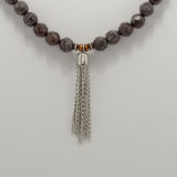 Brown Grey Hamsa Tassel Beaded Necklace