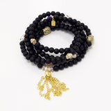 Matte Black Buddha Tassel Beaded Bracelet