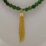 Green Black Speckled Gold Tassel Beaded Necklace