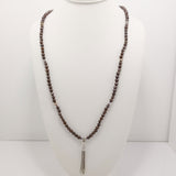 Brown Grey Silver Tassel Beaded Necklace