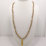 Natural Jasper Gold Tassel Beaded Necklace