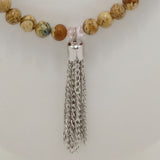 Natural Jasper Silver Tassel Beaded Necklace