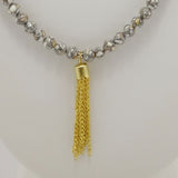 White Grey Vein Gold Tassel Beaded Necklace