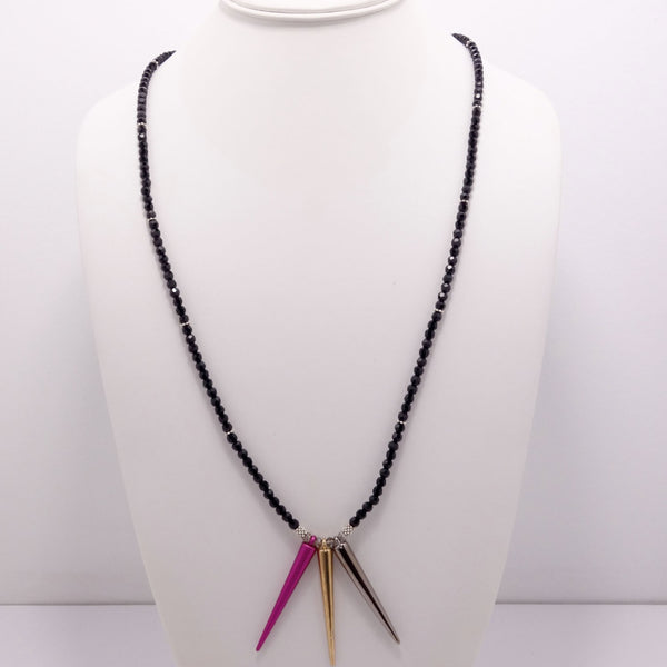 Pink Gold Hematite Spike Necklace