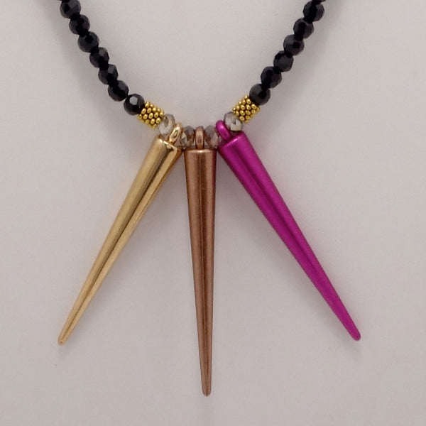 Pink Copper Gold Spike Necklace