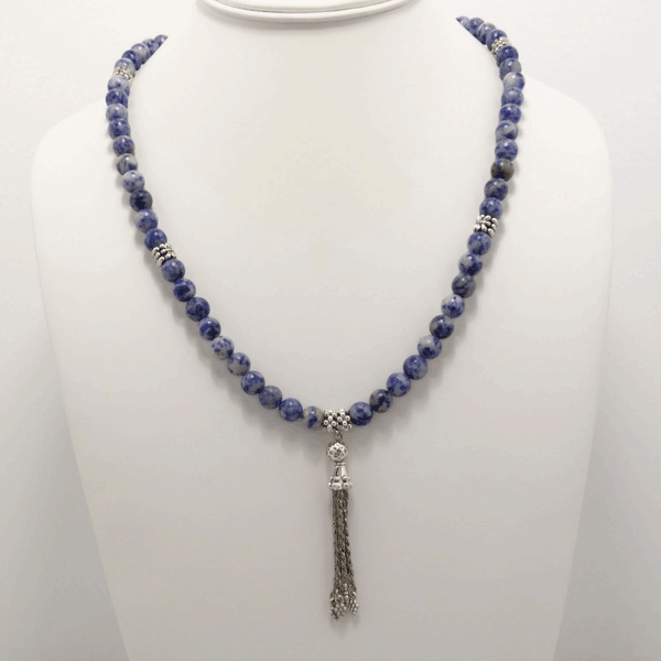 Denim Friendly Silver Tassel Beaded Necklace