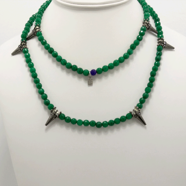 Emerald Green Spike Wrap Bracelet