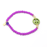 Bright Purple/Green Peace Sign Bracelet