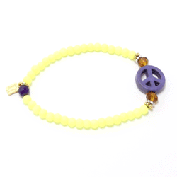 Neon Yellow/Purple Peace Sign Bracelet