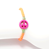 Neon Orange/Pink Peace Sign Bracelet