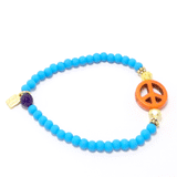 Bright Blue/Orange Peace Sign Bracelet