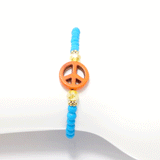 Bright Blue/Orange Peace Sign Bracelet