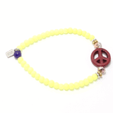 Neon Yellow/Maroon Peace Sign Bracelet