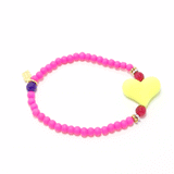 Hot Pink/Neon Yellow Heart Bracelet