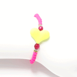 Hot Pink/Neon Yellow Heart Bracelet