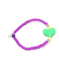 Bright Purple/Green Heart Bracelet