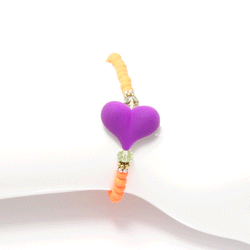 Neon Orange/Purple Heart Bracelet