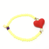 Neon Yellow/Red Heart Bracelet