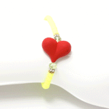 Neon Yellow/Red Heart Bracelet