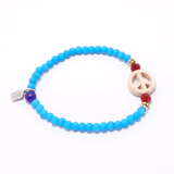 Bright Blue/Cream Peace Sign Bracelet