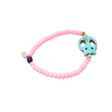 Light Pink/Turqouise Flat Skull Bracelet