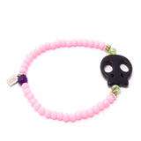 Light Pink/Black Flat Skull Bracelet