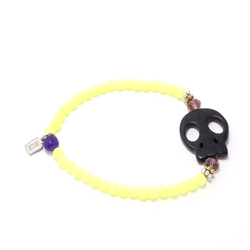 Neon Yellow/Black Flat Skull Bracelet