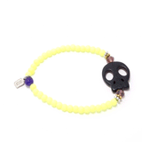 Neon Yellow/Black Flat Skull Bracelet