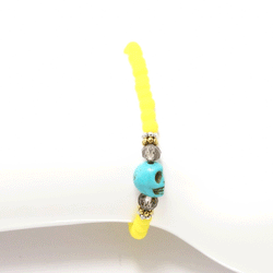 Yellow/Turquoise Skull Bracelet