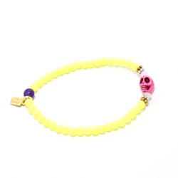 Neon Yellow/Pink Skull Bracelet