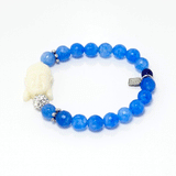 Blue Dyed Jade Buddha Bracelet