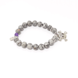 Grey Jasper Skull Charm Bracelet