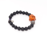 Black Lava Laughing Buddha Bracelet