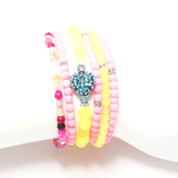 Light Pink and Neon Yellow Four Bracelet Bundle