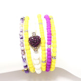 Bright Purple and Yellow Four Bracelet Bundle