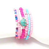 Light Pink and Blue Four Bracelet Bundle