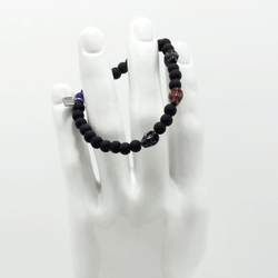 Brown and Black Bone Skull Men's Bracelet