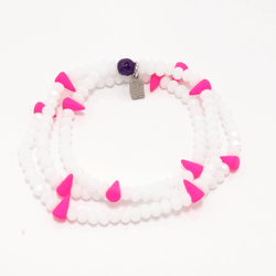 White Spike Crystal Triple Wrap Bracelet