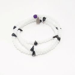 White Spike Crystal Triple Wrap Bracelet