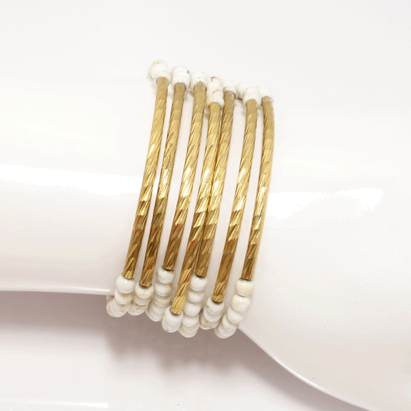 White/Gold Bar Bracelet Set