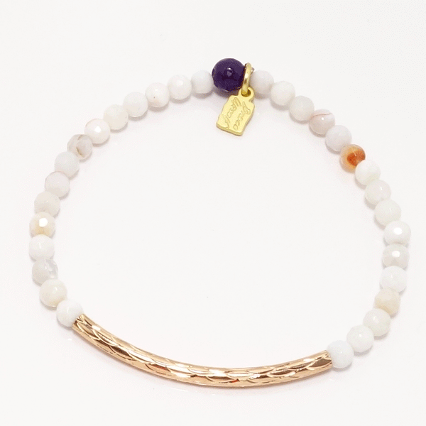 White Splash/Rose Gold Bar Bracelet Set