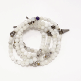Clear White/Silver Spike Wrap Bracelet