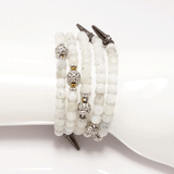 Clear White/Silver Spike Wrap Bracelet