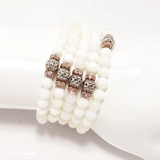 White Pearl/Silver & Rose Gold Wrap Bracelet