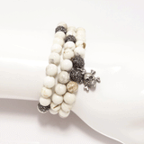 White/Silver Skull Charm Wrap Bracelet