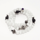 White Cat Eye/Skull Wrap Bracelet